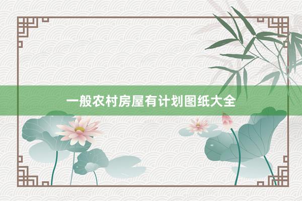一般农村房屋有计划图纸大全